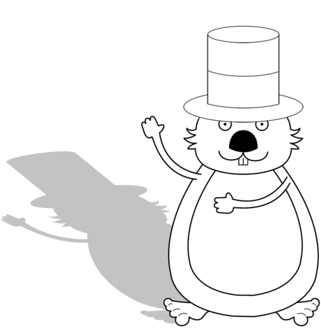 Groundhog With Shadow Coloring Page